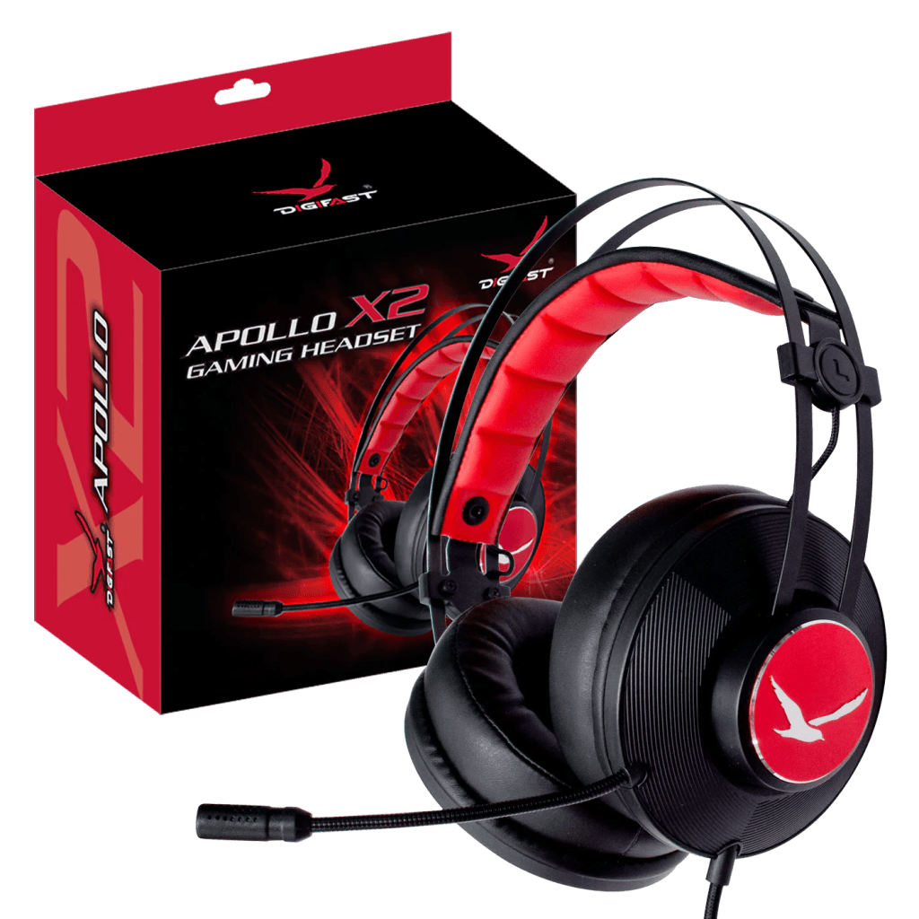Digifast Headset Apollo Series X2, Lightweight, Noise-Canceling Adjustable Microphone, Remote Vol/Mic Control, Plug & Play, 3.5 mm audio jack, 40 mm driver