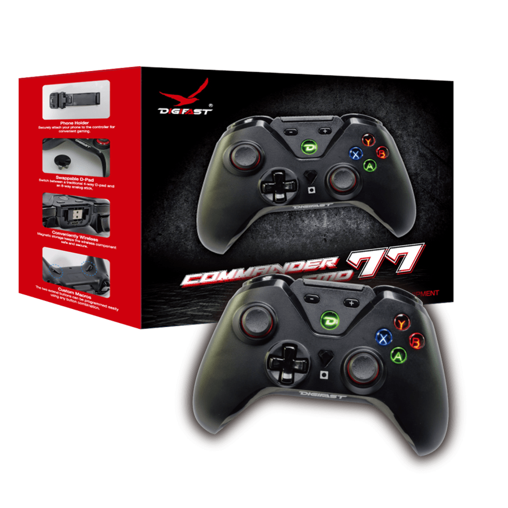 Digifast Commander Series Gaming Wireless Controller, 10-Hour Rechargeable Battery, 1-Million Button Presses